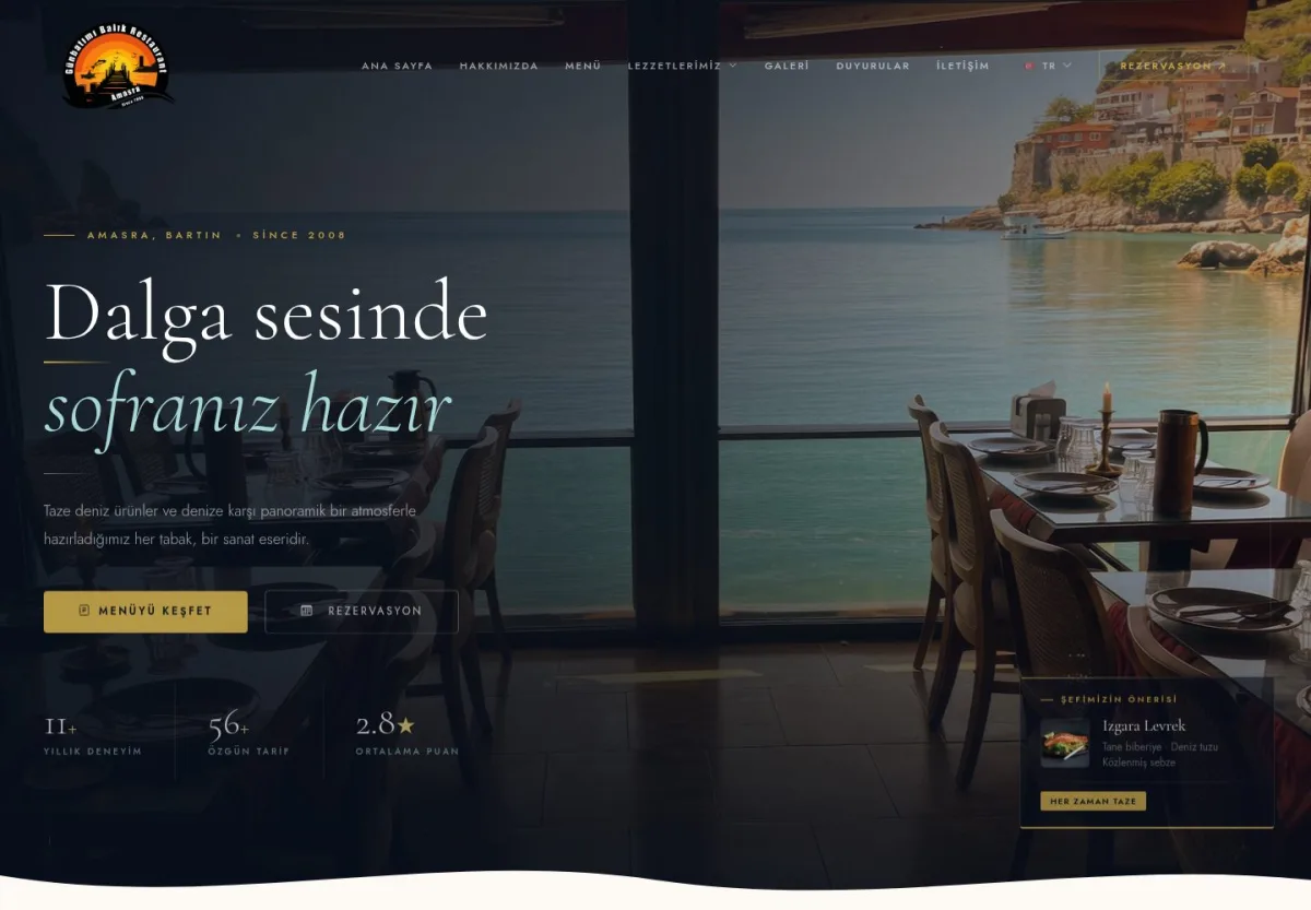 Amasra Günbatımı Balık Restaurant web sitesi
