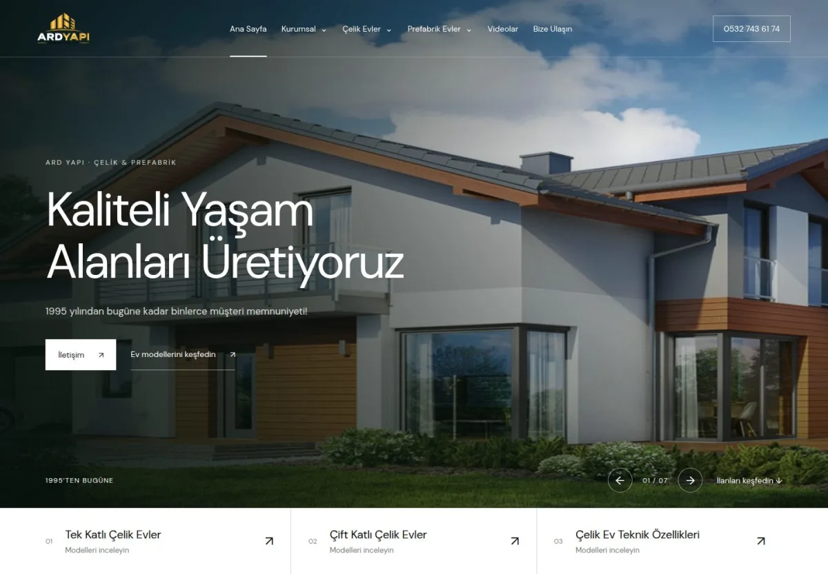 ARD Yapı Prefabrik - Prefabrik ve Çelik Yapı İmalatı web sitesi önizlemesi