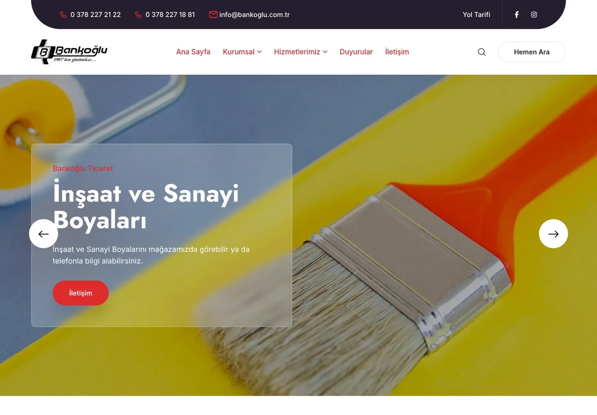 Bankoğlu Ticaret web sitesi önizlemesi