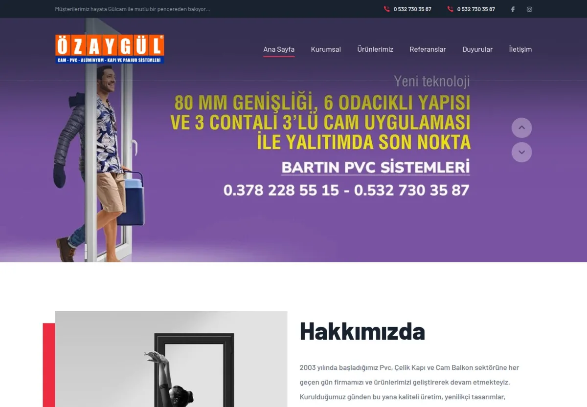 Bartın PVC - Gülcam | Özay Gül web sitesi önizlemesi