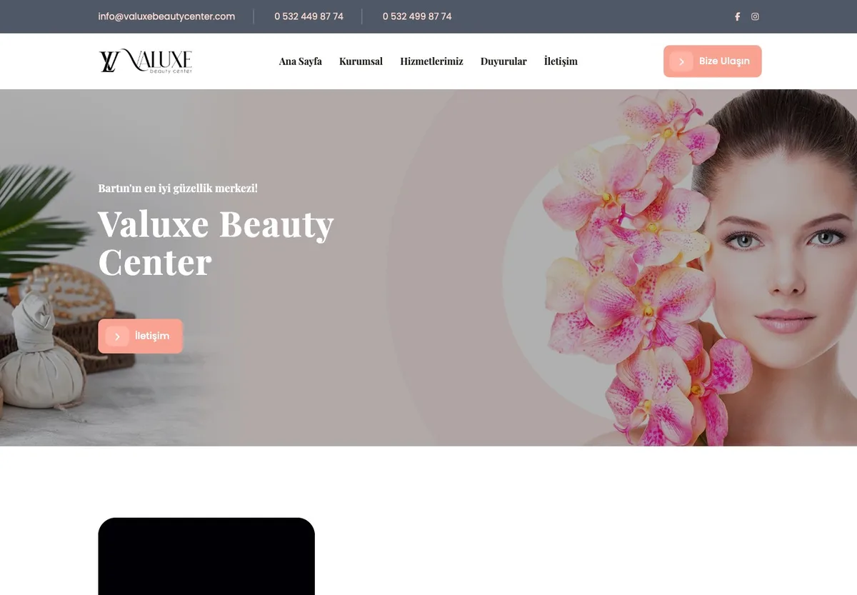 Valuxe Beauty Center web sitesi önizlemesi